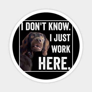 I Dont Know I Just Work Here Funny Confused Dog Meme Magnet